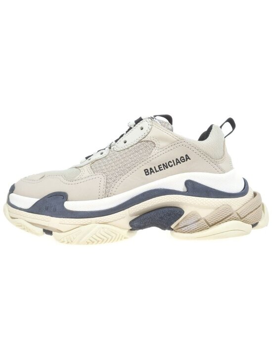 BALENCIAGA Triple S Clear Sole logo-embroidered faux leather  Balenciaga Triple S Lace Up Low Cut Sneakers Beige